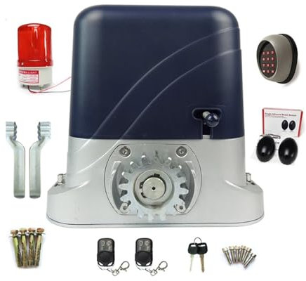 KONGMM Motore per cancello Scorrevole Operatori di cancelli scorrevoli Impermeabili con finecorsa Peso Massimo 800 kg con Kit di Controllo remoto Wireless Scelta del Supporto(A)