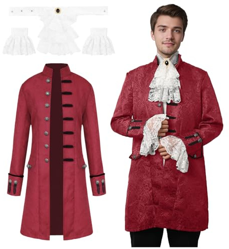 JDFAIJEAL Manteau gothique pour homme à queue-de-morue Steampunk – Veste médiévale victorienne de la Renaissance pour carnaval, Halloween, cosplay