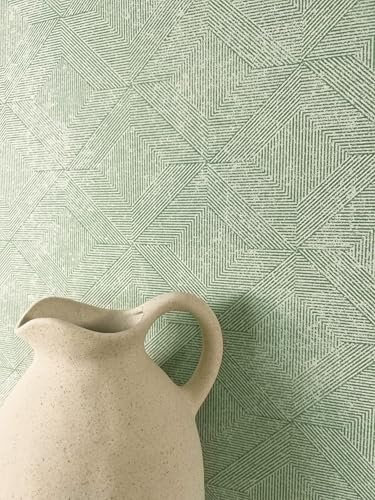 Newroom Tapete Mint Vliestapete Rauten - Mustertapete Modern Grün Linien Retro Grafisch Grafik inkl. Tapezier-Ratgeber