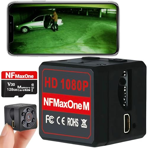 Mini Cámara Espía Oculta HD Sin Wifi - Camara Vigilancia de Coche con Visión Nocturna y Detección de Movimiento, Funciona sin Internet, Camara Vigilancia Sin Wifi, Cámara para Vigilar, MicroSD 128GB
