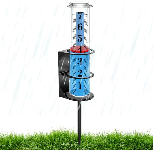Erconsso Pluviómetro Para Exteriores, Tubo Medidor A Prueba De Heladas Con Letra Grande, Medidor De Lluvia Para Jardín Con Estaca, Para Patio Balcón Granja Terraza Césped Patio Jardineros Agricultores