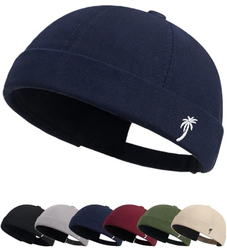 Cozyan Gorro Docker Hombre Sombrero Docker sin Visera Pescador Gorro de Pescador sin ala Enrollado Vintage Ajustable portuarios Llevar Durante Todo el año Hombre Mujer Cómodo Práctico