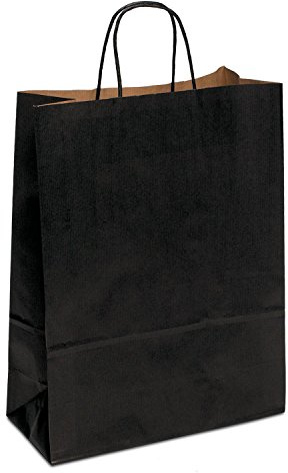 Papiertasche edel & stabil | 150 Stück schwarz 40+16x45 cm | Qualität aus deutscher Produktion | Tragetasche aus Papier | HUTNER