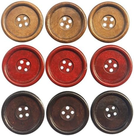 chenkou Craft – 20pcs gran tamaño 40 mm 1 1/2 pulgadas de madera de botones 4 agujeros Craft botón de costura