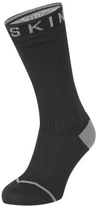 Sealskinz Calcetines impermeables para todo tipo de clima con puño Hydrostop., Unisex, Calcetines, 11100063010140, negro/gris, XL