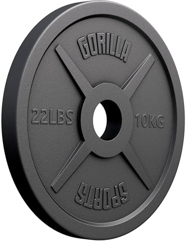 GORILLA SPORTS® Olympic viktskivor - 1,25 kg, 2,5 kg, 5 kg, 10 kg, 15 kg, 20 kg, 25 kg, 30 kg vikter, 50 mm hål, gjutjärn, singel/set - viktskivor, viktplatta set, hantlar