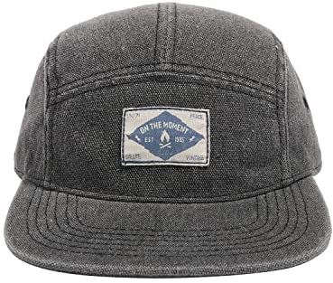 CLAPE Unisex 5 Panel Snapback Cap Flat Brim Baseball Cap Gewaschene Baumwolle Basecap Herren Damen Outdoor Schirmmütze Black 5P02