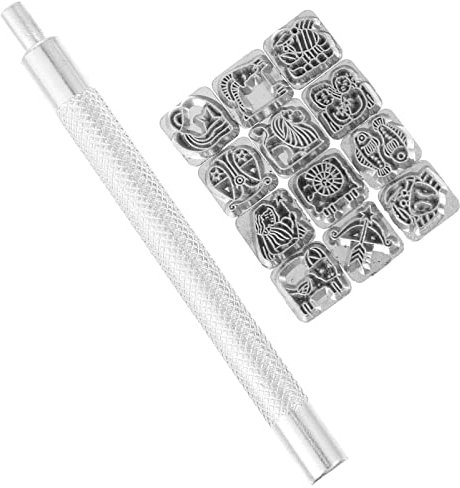 Angoily Brennstempel Stempelwerkzeug Set 12 Konstellationen Muster Stamping Punch Tools für Schmuck Lederholz Stamping DIY Stamper Stempel Keltisch Tierkreiszeichen Stempel
