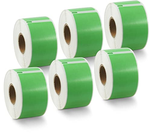 BETCKEY - 6 Rotoli 99012 Etichette Colorate(Verde) Compatibile con DYMO S0722400, 36mm x 89mm, 1560 Etichette per Indirizzi Grandi Utilizzo per LabelWriter 450 4XL NON per 550 o 5XL