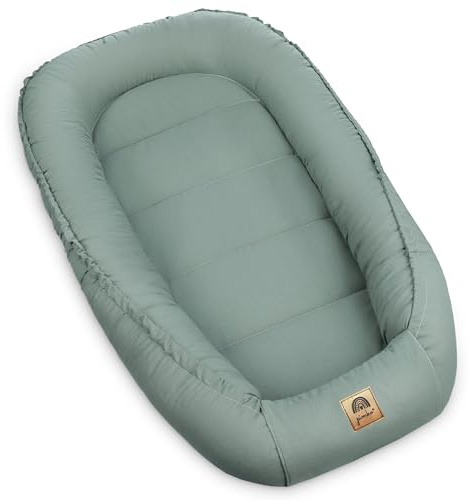 PIMKO réducteur de Lit bébé 2 côtés bébé Cocon Baby Nest Nourrissons cocons pour lit pour Nouveau-né Nid de bébé - Pistache avec rabat