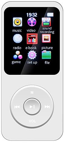 LYEAA Lecteur MP3 de musique avec écran de 1,8, baladeur MP3 compatible Bluetooth 5.0 HiFi, carte TF 128 Go avec vidéo/enregistreur vocal/radio FM/E-Book (MP3 uniquement blanc)