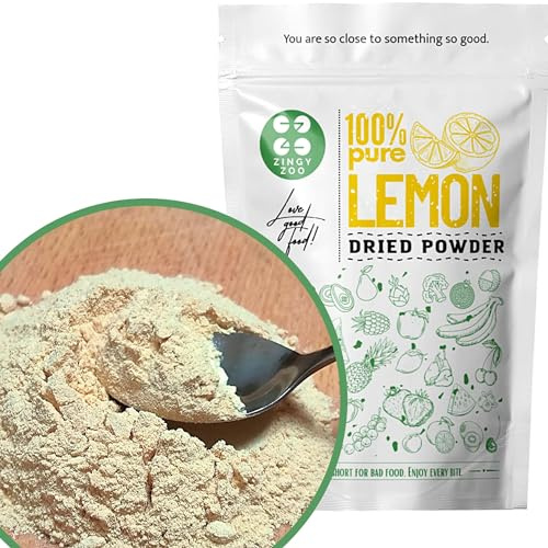 ZINGY ZOO Limone Disidratato | 100% Naturale Frutta Disidratata Scorza Limone | Limone Essiccato Limone Succo | Frutti Disidratati Pura Frutta Secca | Dried Lemon Fruit Powder ZingyZoo (polvere fine)