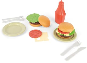 Dantoy Bio Burger Set – 19-teiliges Spielzeug-Burger-Set aus Bioplastik (Zuckerrohr) für Kinder ab 2 Jahren – Nachhaltiges Rollenspiel-Küchenset in Kompaktbox
