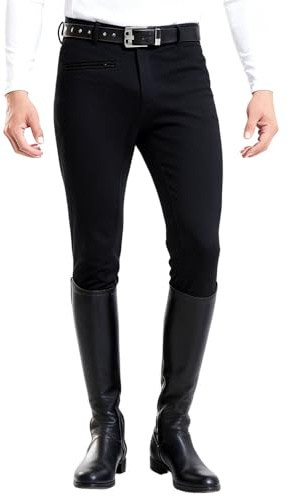 Men's Breeches Full Seat Equestrian Pants for Horseback Riding White Black Horse Riding Trousers Clothes Equipment (US, Numeric, 30, Regular, Regular, Black)