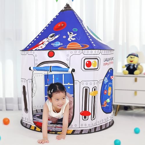 Carpa de Cohetes para niños, Carpa de Juegos Interior al Aire Libre, Sala de Cohetes de Cabina de Juegos, niños y niñas astronautas espaciales casa Regalo de cumpleaños Navidad del Castillo Infantil