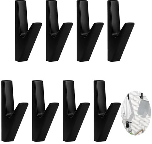 DAIRYCOF Garderobenhaken schwarz kleiderhaken für akustikpaneele Zinklegierung Kleiderhaken Garderobenhaken,Wandhaken für Bäder Küchen (8 Stück Schwarz Zinklegierung)