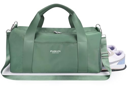 Borsa Palestra Donna & Uomo,Adulti Borsa Sportiva con Porta Scarpe e Tasca Umida da Viaggio, Sport, Fitness, Piscina(Verde,19 Size(49 CM))