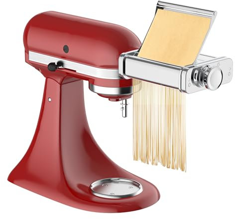 3-in-1 Pasta Attachment for KitchenAid Stand Mixer - Stainless Steel Pasta Maker with Roller, Spaghetti & Fettuccine Cutters | Professional Pasta Accessories for Homemade Noodles & Italian Cuisine