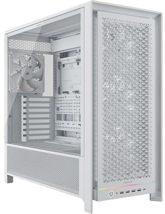 CORSAIR Frame 5000D RS Caja Modular Mid-Tower de Gran Flujo de Aire para PC – 4X Ventiladores RS Preinstalados, Sistema de Montaje de Ventiladores InfiniRail – Blanc