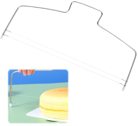 GVSS Coupe-Gâteau à Fil Réglable en Acier Inoxydable 31,8 cm x 16 cm, Couteau à Trancher Professionnel avec 2 Fils de Coupe,Lyre à Gâteau pour Pâtisserie,Niveleuse à Gâteau pour Génoise et Layer Cake