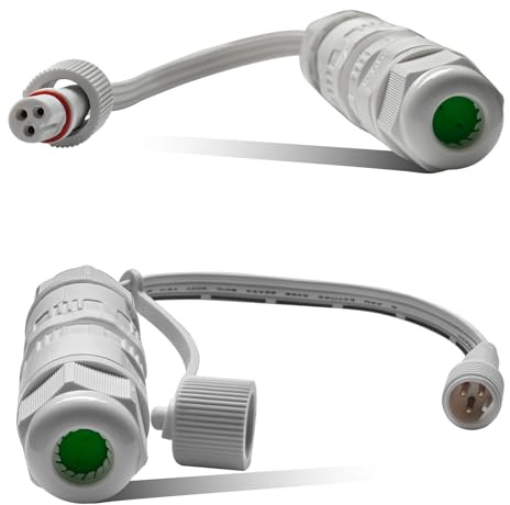 IP68 Waterproof Wire Connector for Govee Permanent Lighting Extension Cable for Patio Garden Roof Decorations for Spot String Lights Repair – Durable & Waterproof(White)