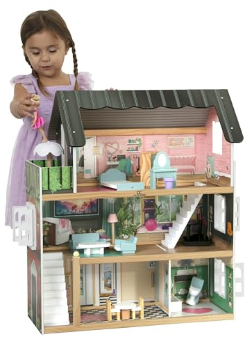 Delta Children South Beach Dollhouse - 3-Story Dollhouse with 4 Rooms - Includes 16 Accessories - Fits 5-inch Dolls - Pretend Play Dream Gift for Ages 3+