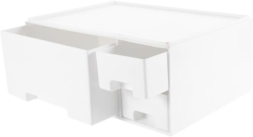 Alipis Support de Moniteur PC Multifonctionnel Blanc Tiroir de Rangement Intégré Surélévation Ergonomique pour Écran D’Ordinateur Support de Stockage Solide en ABS pour Bureau et