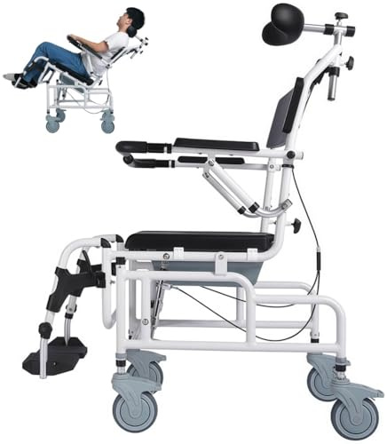 Shower Chair with Soft Cushion, Flip-Up Arms, Adjustable Headrest, and Tilt Function for Enhanced Bathroom Safety and Comfort