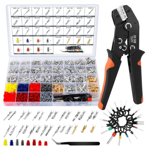 1380PCS Automotive Electrical Connector Repair Kit, 28 Series Crimp Terminals, 600 Wire Seals, Crimping Tool, 18 Terminal Removal Tools and Angled Tweezers