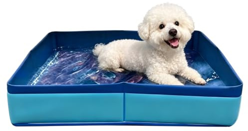 Pet Bathing Pool,Foldable Waterproof PVC Paddling Tub | Size: 50 x 50 x 10 cm /19.7 x 19.7 x 3.94 in, with Density Board for Outdoor Puppy,Small dog Cooling and Bathing