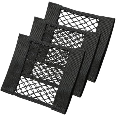 DKLUOLAN Red de Almacenamiento para Maletero de Coche, 3 Unidades 30 x 25 cm, Organizador de Tronco con Pegatinas Adhesivas, Malla de Bolsillo Versátil para Uso en Vehículo y Hogar