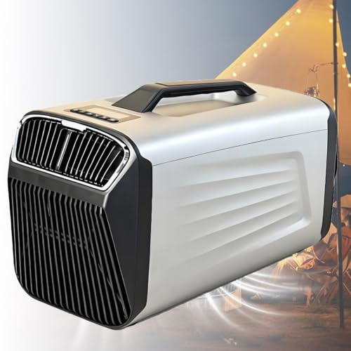 Mobil AC-enhet för husbil, 5200 BTU 2-i-1 bärbar luftkonditionering, tyst camping-AC-enhet med kompressor, låg strömförbrukning för tält, husbil, kylning + avfuktning + fläkt + viloläge Silver-12V