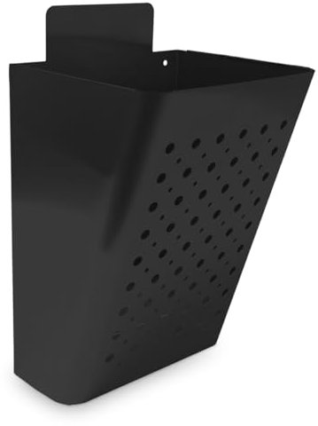 Amig - Cesta de Publicidad con Rejilla Frontal, Buzón metálico para Propaganda, Para Colocar en Paredes o Muros Exteriores de Portales o Entradas, Acero, Color Negro, 22 x 36 x 19 cm