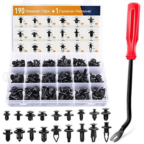 GOOACC 190 Pcs Car Retainer Clips & Fastener Remover - 18 Most Popular Sizes & Applications Auto Push Pin Rivets Set -Door Trim Panel Clips for Toyota, Honda, Nissan, Mazda - Bonus Fastener Remover