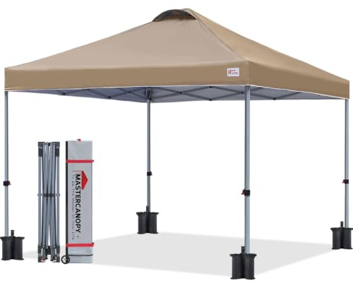 MASTERCANOPY Pop-up Gazebo Tent with Roller Bag (2x2M, Khaki)