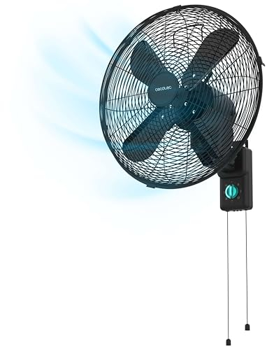 Cecotec - Ventilateur Muraux EnergySilence 4500 Power Wall Black - 50 W, Diamètre 25 cm, 4 Pales, Utilisation Facile, 3 Vitesses, Montage Facile