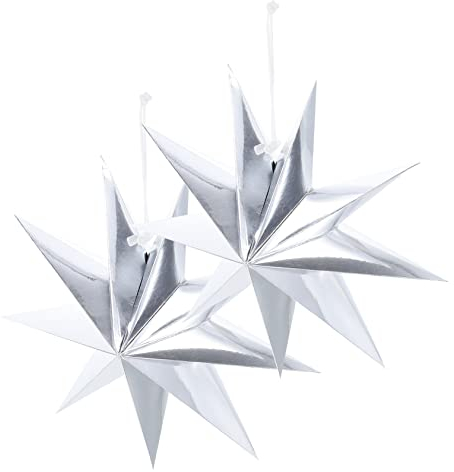 Uonlytech 2st Lampenschirm Hängende Papiersterne Sternlichter Aus Papier Hängende Weihnachtssterne Weihnachtsfeierdekoration Hochzeitsdekoration Krippenzubehör Spitz 3d Weihnachtsbaum