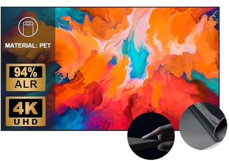 Wupro Gallery Pantalla de Proyector Fija CBSP ALR con Marco Delgado, Soporte 4K/8K, HDR y Formato Activo 3D de 80 Pulgadas para Proyectores de Ultracorta Distancia y Entornos con Mucha Luz Natural