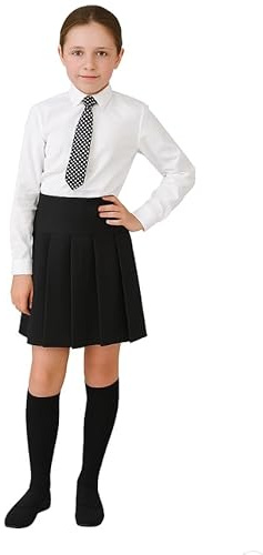 INSAFIANS Girl's School Skirts Grey Black High Waist All Around Pleated Skirt School Uniform 9 10 11 12 13 14 15 16 Years (UK, Age, 13 Years, 14 Years, Regular, Black)