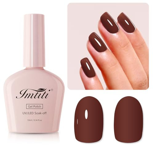 Imtiti Smalto UV per unghie al cioccolato, 10 ml, colore marrone, UV gel, Soak Off LED, smalto per unghie, per autunno e inverno, per unghie fai da te, per manicure, salone, gel UV