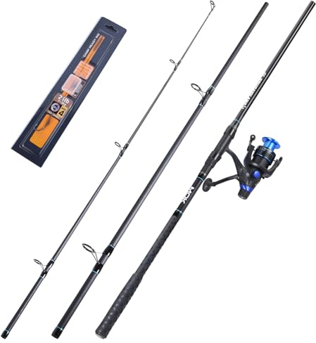 Sougayilang Rigs-33 Canne à pêche à la carpe et moulinet, 3 sections de haute qualité, en carbone, canne à pêche et moulinet, kit de pêche à la carpe avec hameçon
