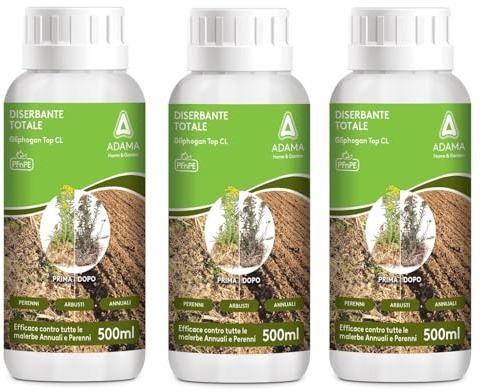 Diserbante Totale Potente 500ML - Erbicida Glifosato Totale per Erba e Prato - Glifosate Sistemico per Erbacce - Prodotto per Diserbo Pronto All'Uso - Disponibile in Diversi Pacchetti (3)