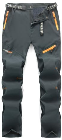 BWBIKE Pantalones de Esquí de Forro Polar para Hombre al Aire Libre Pantalones de Trabajo de Nieve Aislantes Resistentes al Agua para Invierno Cálidos y Espesados con Bolsillos con Cremallera