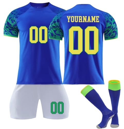 Generico Personalizzate Maglia Calcio Brasile per Bambino, Abbigliamento Sportivo Specifico T-Shirt Pantaloncini Calzini di Calcio da Uomo/Bambino e Ragazzi