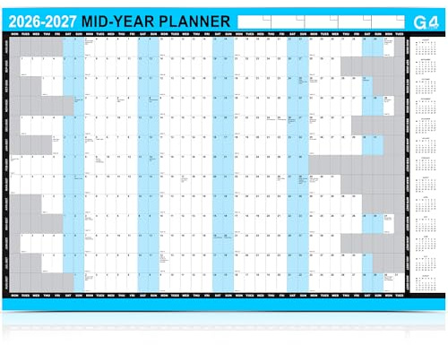 G4GADGET 2026-2027 A1 Academic Wall Planner (85 x 58cm) – 13 Month Mid Year School Year Calendar Aug 2026-Aug 2027 – Large Yearly Wall Planner for Home, Office, Teachers & Students