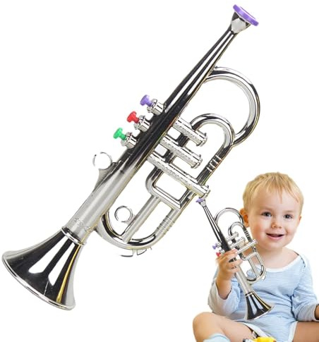 Tromba Giocattolo Per Bambini – ABS 12x9x34cm | Tromba D'argento, Giocattolo Simulato Strumento Trombetta Divertente Per Bambini, Strumenti A Fiato Strumenti A Ṕer Ragazzi Ragazze B́ambini Picc