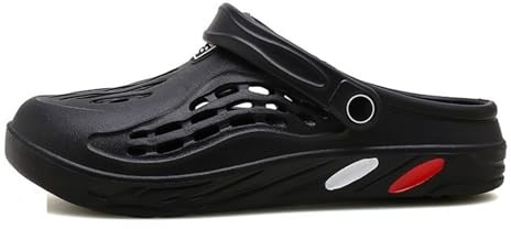 Man Garden Clogs Shoes Size 3-14 UK，Anti Slip Sandals, Lightweight Breathable Quick-Dry Mesh Shoes with Adjustable Heel Strap for Men Women Indoor Outdoor Beach Shower Black Grey (10,Black)