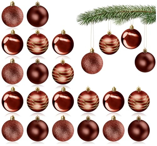 com-four® 20x Bolas de Navidad, Adornos de plástico para Navidad, Adornos para el árbol de Navidad con Colgante, Ø 6 cm