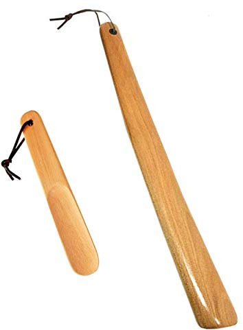 Milai 2-pack Schuhanzieher - Holz Schuhanzieher Schuhlöffel mit hängendem Seil,Holz Schuhlöffel Buche Schuhanzieher shoe horn für Mann Frauen Kinder Senioren(Kräftiges Holz)