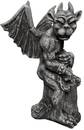 gartendekoparadies.de Gargoyle der Herrscher, Steinfigur, H. 55 cm, 25 kg, Grau, frostsicher aus Steinguss für Außenbereich